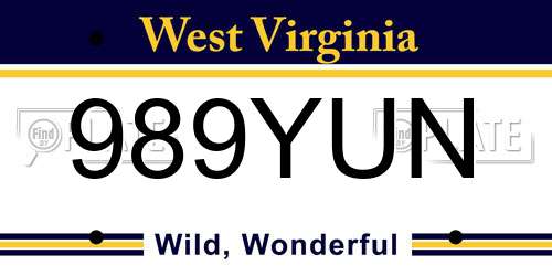 989YUN West Virginia License Plate