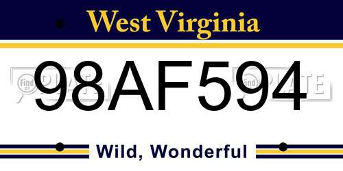 98AF594 West Virginia License Plate