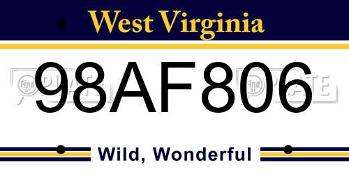 98AF806 West Virginia License Plate