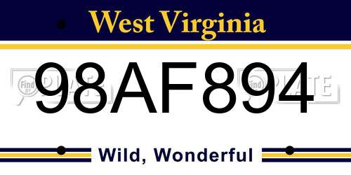 98AF894 West Virginia License Plate