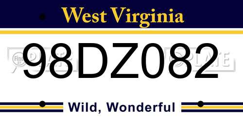 98DZ082 West Virginia License Plate