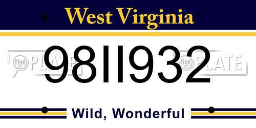 98II932 West Virginia License Plate