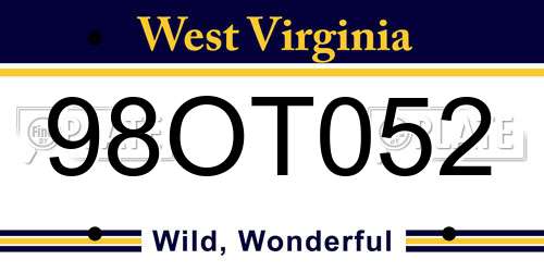 98OT052 West Virginia License Plate