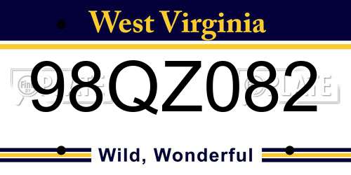 98QZ082 West Virginia License Plate
