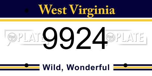 9924 West Virginia License Plate