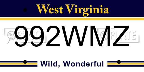 992WMZ West Virginia License Plate