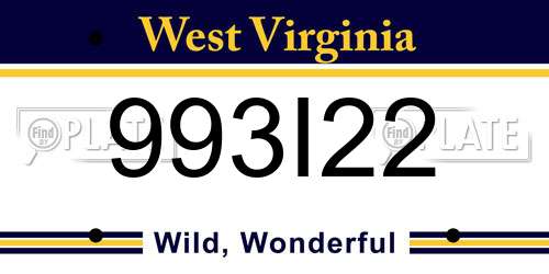 993I22 West Virginia License Plate