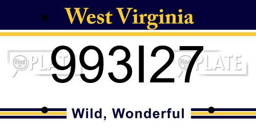 993I27 West Virginia License Plate