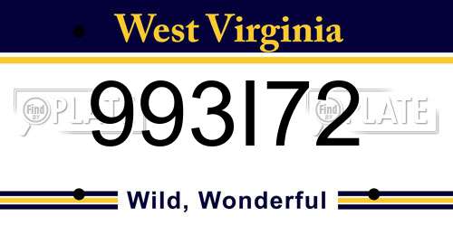 993I72 West Virginia License Plate