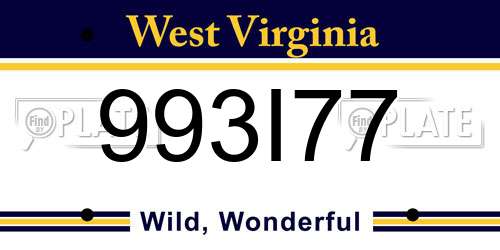993I77 West Virginia License Plate