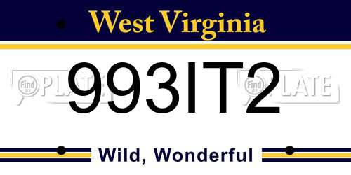 993IT2 West Virginia License Plate