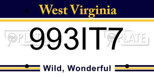 993IT7 West Virginia License Plate
