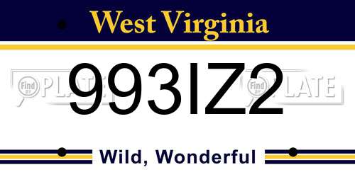 993IZ2 West Virginia License Plate