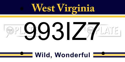 993IZ7 West Virginia License Plate