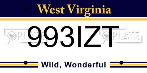 993IZT West Virginia License Plate