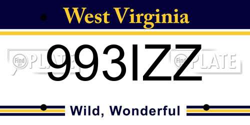 993IZZ West Virginia License Plate