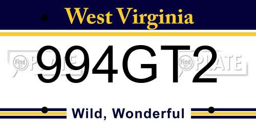 994GT2 West Virginia License Plate