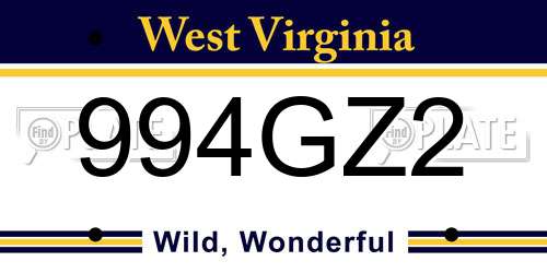 994GZ2 West Virginia License Plate