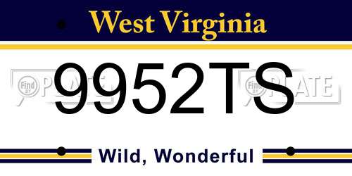 9952TS West Virginia License Plate
