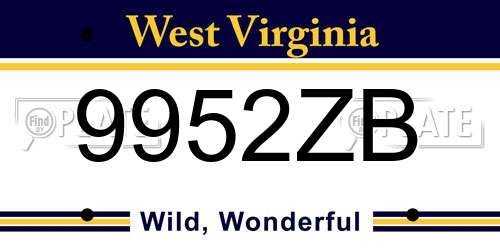 9952ZB West Virginia License Plate