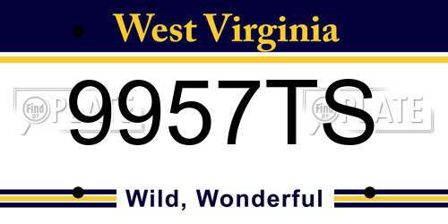 9957TS West Virginia License Plate
