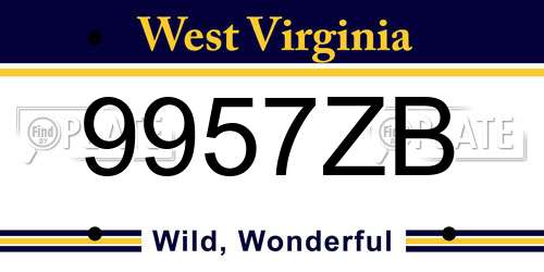 9957ZB West Virginia License Plate