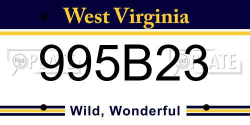 995B23 West Virginia License Plate