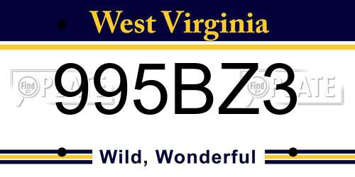 995BZ3 West Virginia License Plate