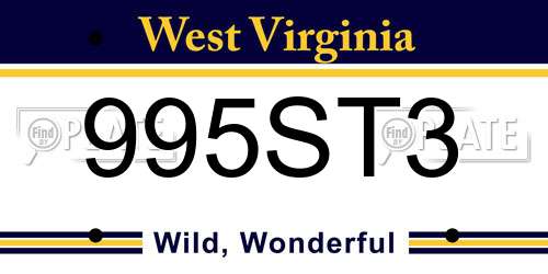 995ST3 West Virginia License Plate