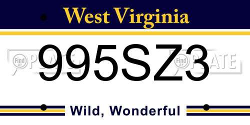 995SZ3 West Virginia License Plate