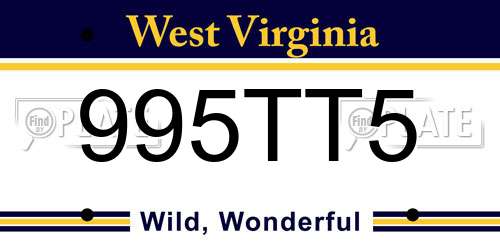 995TT5 West Virginia License Plate