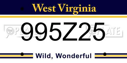 995Z25 West Virginia License Plate