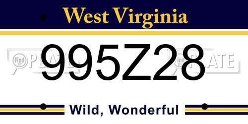 995Z28 West Virginia License Plate