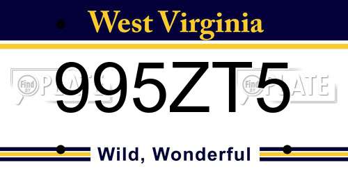 995ZT5 West Virginia License Plate