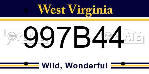 997B44 West Virginia License Plate