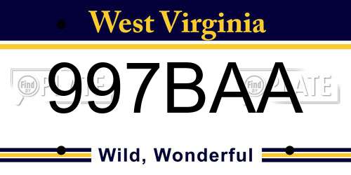 997BAA West Virginia License Plate