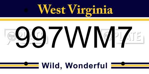 997WM7 West Virginia License Plate