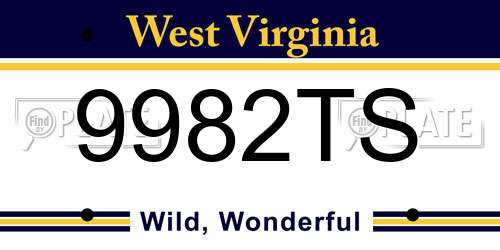 9982TS West Virginia License Plate