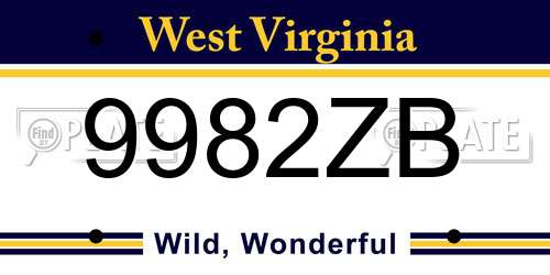9982ZB West Virginia License Plate