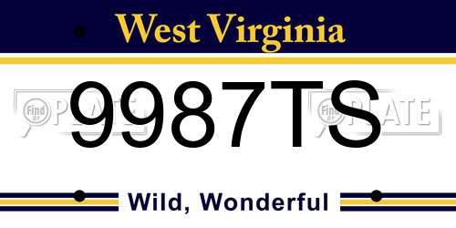 9987TS West Virginia License Plate