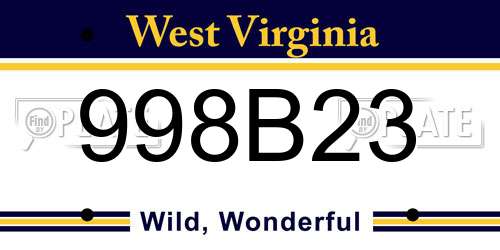 998B23 West Virginia License Plate