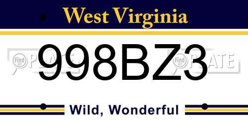 998BZ3 West Virginia License Plate