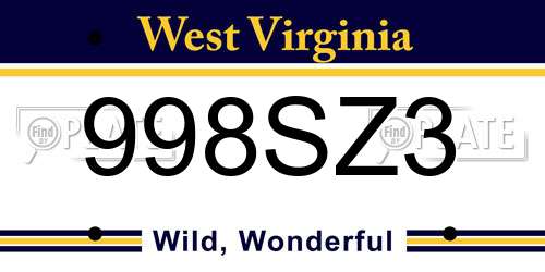 998SZ3 West Virginia License Plate