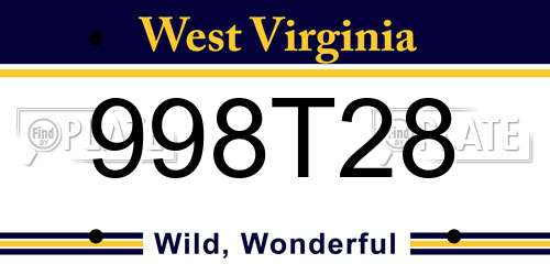 998T28 West Virginia License Plate
