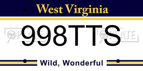 998TTS West Virginia License Plate