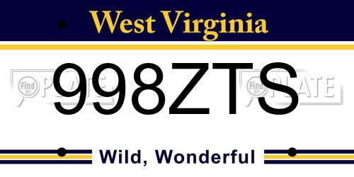998ZTS West Virginia License Plate