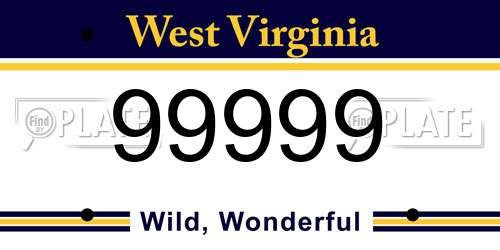 99999 West Virginia License Plate