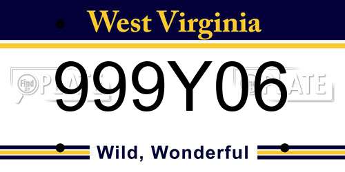 999Y06 West Virginia License Plate