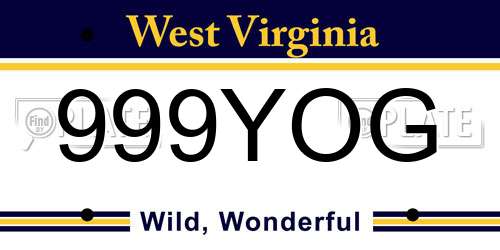 999YOG West Virginia License Plate