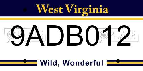 9ADB012 West Virginia License Plate